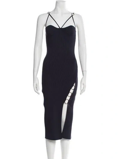 Pre-owned Nicholas V-neck Midi Length Dress In Blue