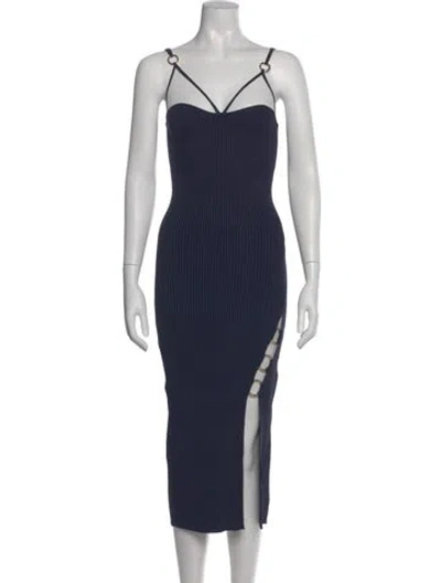 Pre-owned Nicholas V-neck Midi Length Dress In Blue