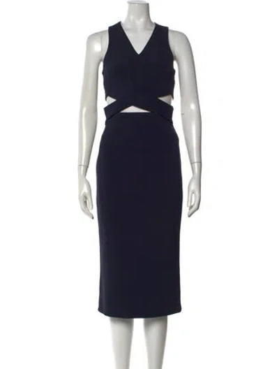 Pre-owned Nicholas V-neck Midi Length Dress In Blue