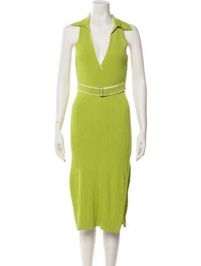 Pre-owned Nicholas V-neck Midi Length Dress In Green