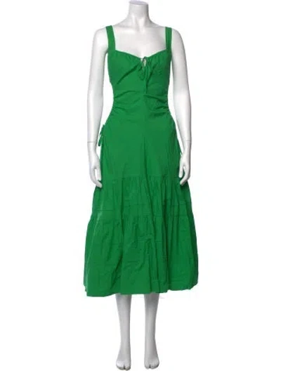Pre-owned Nicholas V-neck Midi Length Dress In Green