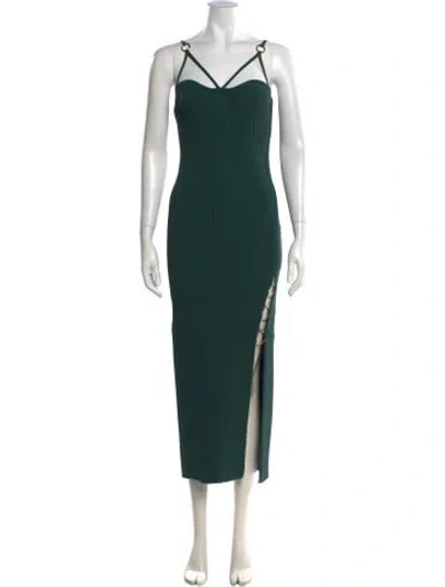 Pre-owned Nicholas V-neck Midi Length Dress In Green