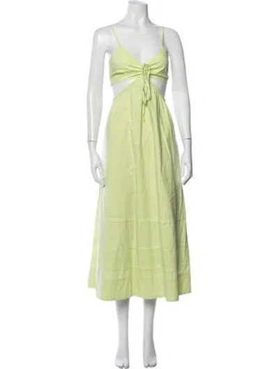 Pre-owned Nicholas V-neck Midi Length Dress In Green
