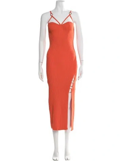 Pre-owned Nicholas V-neck Midi Length Dress In Orange