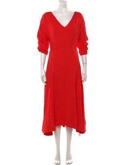 Pre-owned Nicholas V-neck Midi Length Dress In Orange