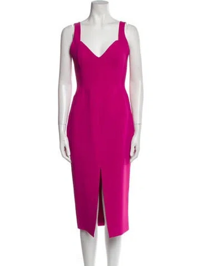 Pre-owned Nicholas V-neck Midi Length Dress In Pink