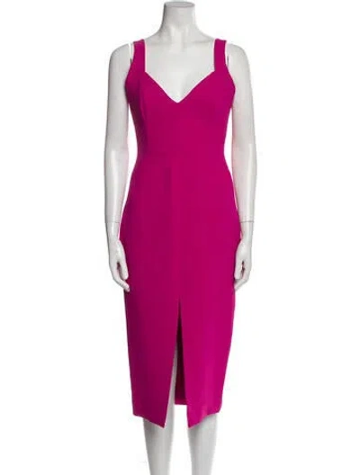 Pre-owned Nicholas V-neck Midi Length Dress In Pink
