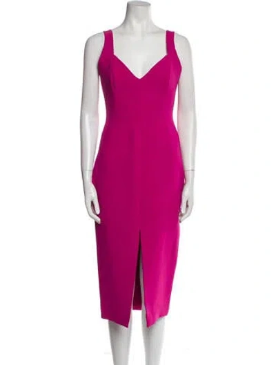 Pre-owned Nicholas V-neck Midi Length Dress In Pink