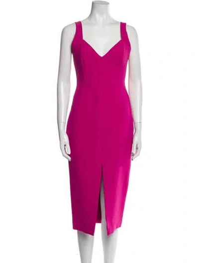 Pre-owned Nicholas V-neck Midi Length Dress In Pink