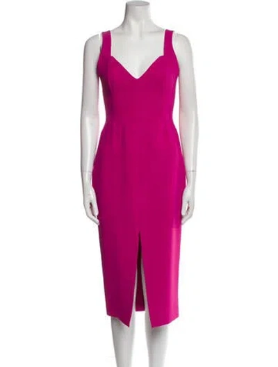 Pre-owned Nicholas V-neck Midi Length Dress In Pink