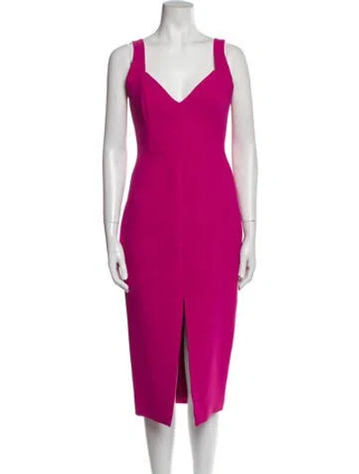 Pre-owned Nicholas V-neck Midi Length Dress In Pink