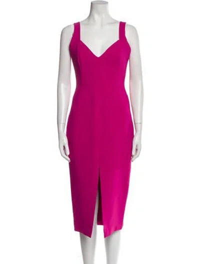 Pre-owned Nicholas V-neck Midi Length Dress In Pink