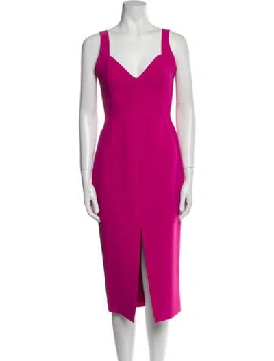 Pre-owned Nicholas V-neck Midi Length Dress In Pink