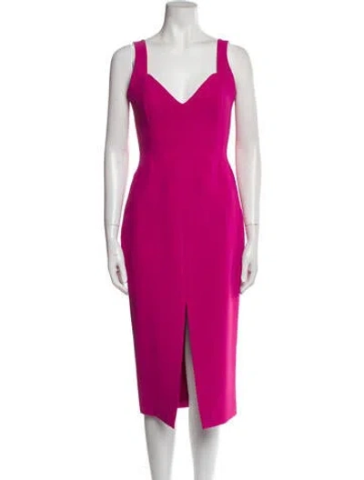 Pre-owned Nicholas V-neck Midi Length Dress In Pink