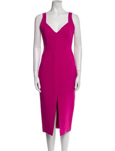 Pre-owned Nicholas V-neck Midi Length Dress In Pink