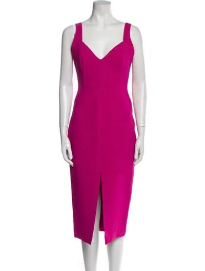 Pre-owned Nicholas V-neck Midi Length Dress In Pink