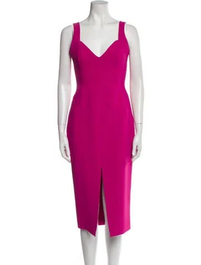 Pre-owned Nicholas V-neck Midi Length Dress In Pink