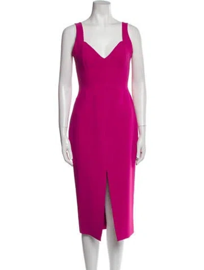 Pre-owned Nicholas V-neck Midi Length Dress In Pink