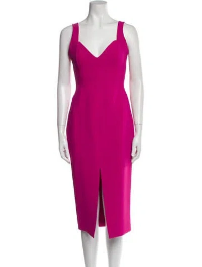 Pre-owned Nicholas V-neck Midi Length Dress In Pink