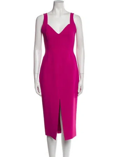Pre-owned Nicholas V-neck Midi Length Dress In Pink