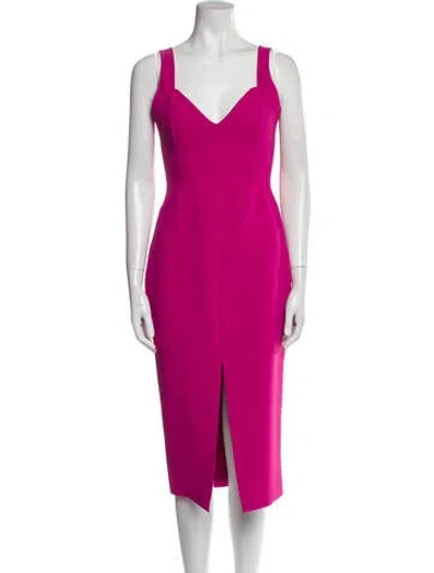 Pre-owned Nicholas V-neck Midi Length Dress In Pink