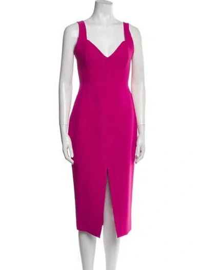 Pre-owned Nicholas V-neck Midi Length Dress In Pink