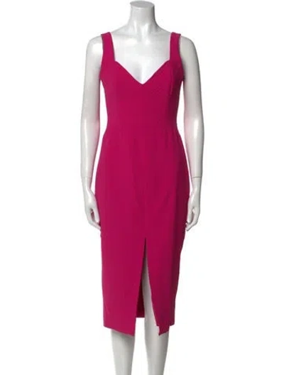 Pre-owned Nicholas V-neck Midi Length Dress In Pink