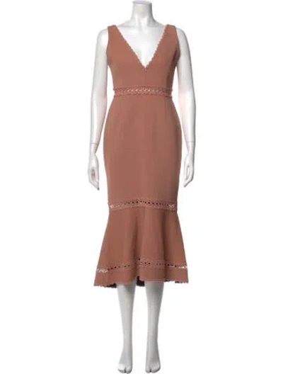 Pre-owned Nicholas V-neck Midi Length Dress In Pink