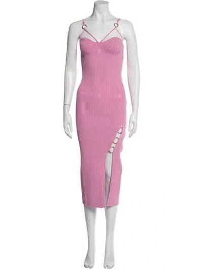 Pre-owned Nicholas V-neck Midi Length Dress In Pink