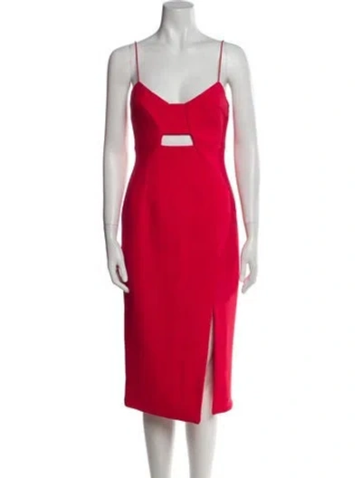 Pre-owned Nicholas V-neck Midi Length Dress In Red