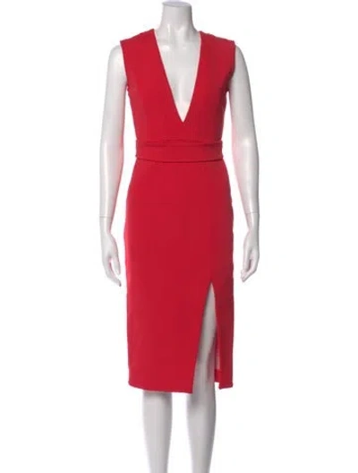 Pre-owned Nicholas V-neck Midi Length Dress In Red