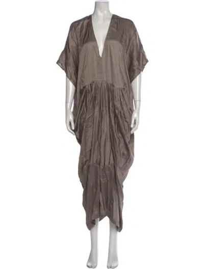 Pre-owned Nicholas V-neck Midi Length Dress W/ Tags In Brown