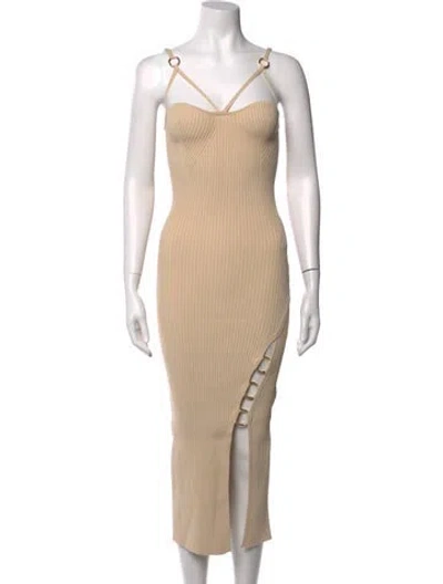 Pre-owned Nicholas V-neck Midi Length Dress W/ Tags In Neutrals