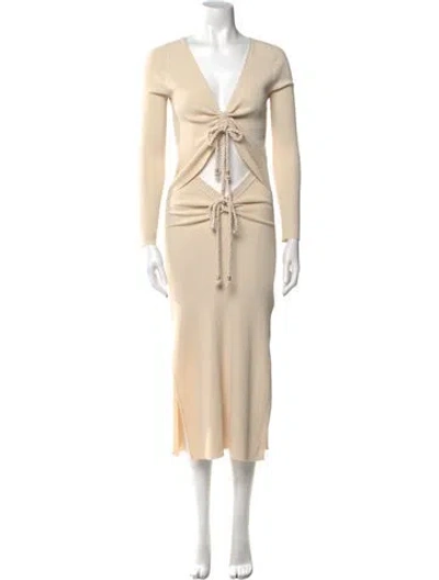 Pre-owned Nicholas V-neck Midi Length Dress In White