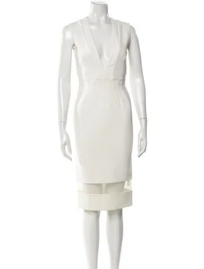 Pre-owned Nicholas V-neck Midi Length Dress In White