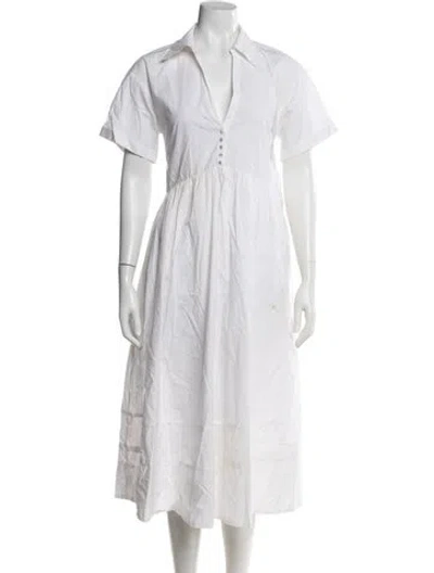 Pre-owned Nicholas V-neck Midi Length Dress In White