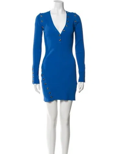 Pre-owned Nicholas V-neck Mini Dress In Blue