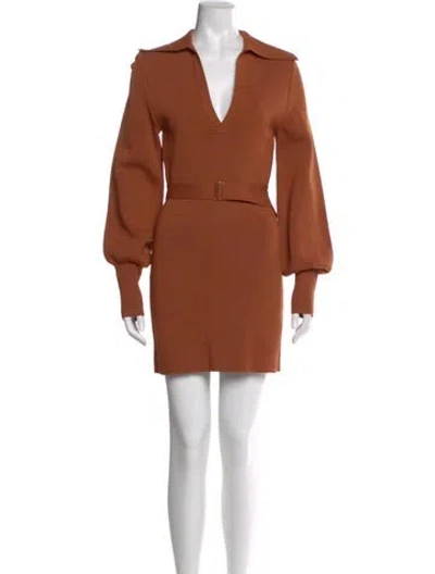 Pre-owned Nicholas V-neck Mini Dress In Brown