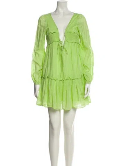 Pre-owned Nicholas V-neck Mini Dress In Green