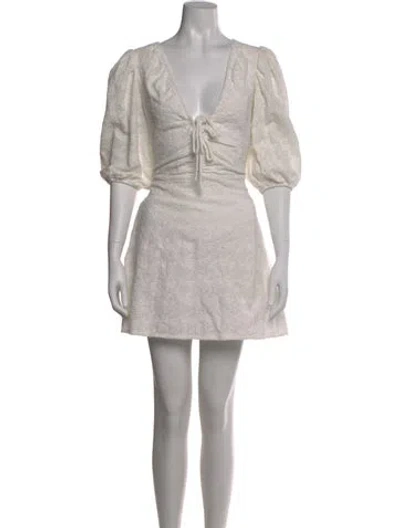 Pre-owned Nicholas V-neck Mini Dress In Neutral