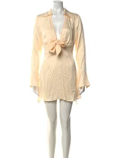 Pre-owned Nicholas V-neck Mini Dress In Neutrals