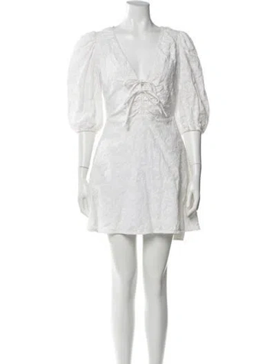 Pre-owned Nicholas V-neck Mini Dress In White