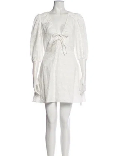 Pre-owned Nicholas V-neck Mini Dress In White