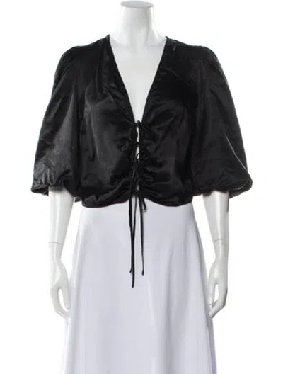 Pre-owned Nicholas V-neck Short Sleeve Top In Black