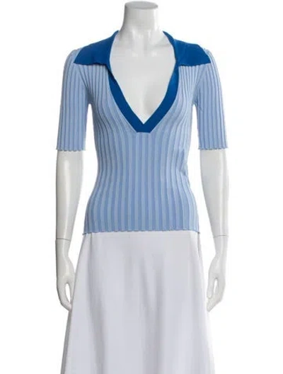 Pre-owned Nicholas V-neck Short Sleeve Top In Blue