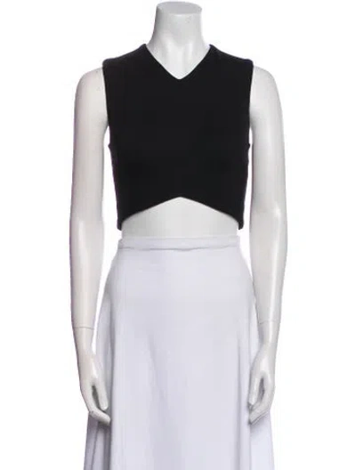 Pre-owned Nicholas V-neck Sleeveless Crop Top In Black