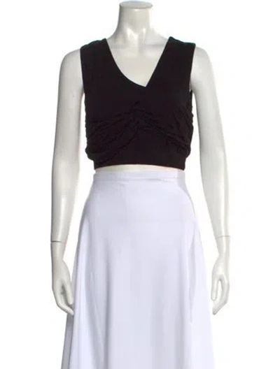 Pre-owned Nicholas V-neck Sleeveless Crop Top In Black