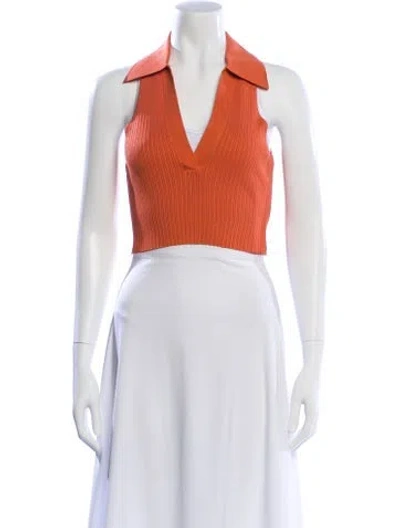 Pre-owned Nicholas V-neck Sleeveless Crop Top In Orange