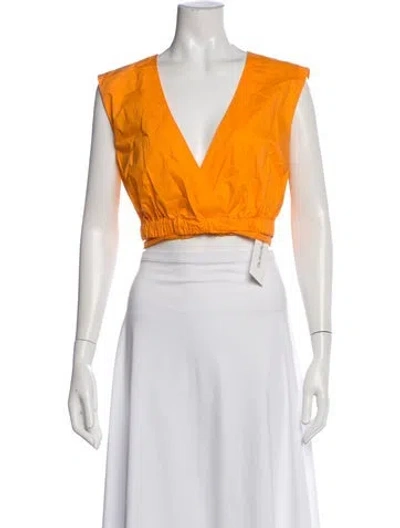 Pre-owned Nicholas V-neck Sleeveless Crop Top In Orange