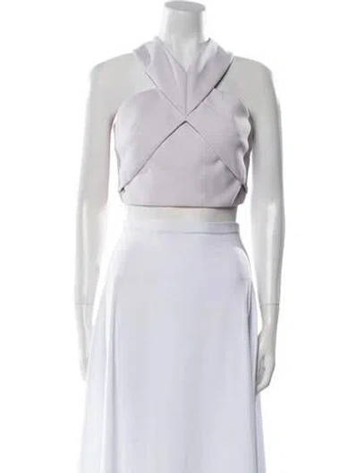 Pre-owned Nicholas V-neck Sleeveless Crop Top In Purple